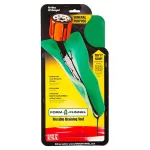 Packaged Form-A-Funnel flexible draining tool with a green flexible blade and orange cap in bright yellow packaging (drain-cleaning product)