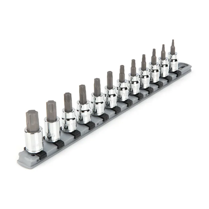 TEKTON – 3/8 Inch Drive Torx Bit Socket Set With Rail 12-Piece (T10-T60) SHB91103