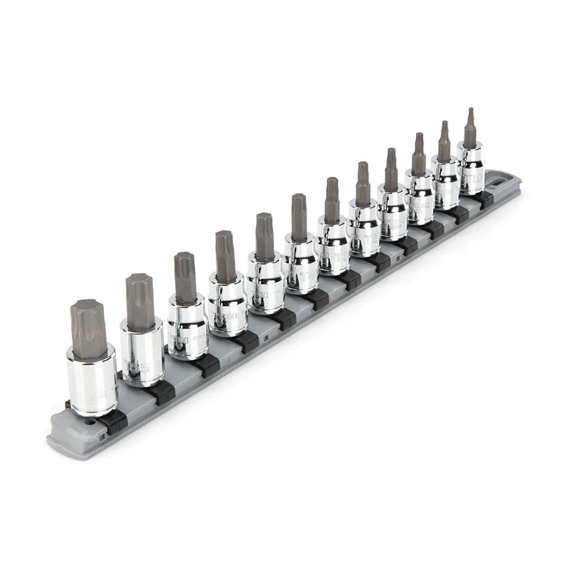 TEKTON – 3/8 Inch Drive Torx Bit Socket Set With Rail 12-Piece (T10-T60) SHB91103