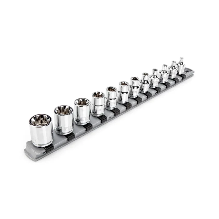 TEKTON – 3/8 Inch Drive External Star Socket Set With Rail 12-Piece (E4-E20) SHD91117