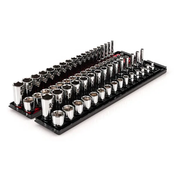 TEKTON – 3/8 Inch Drive 12-Point Socket Set With Rails And Tray 30-Piece (1/4-1 In.) SHD91210