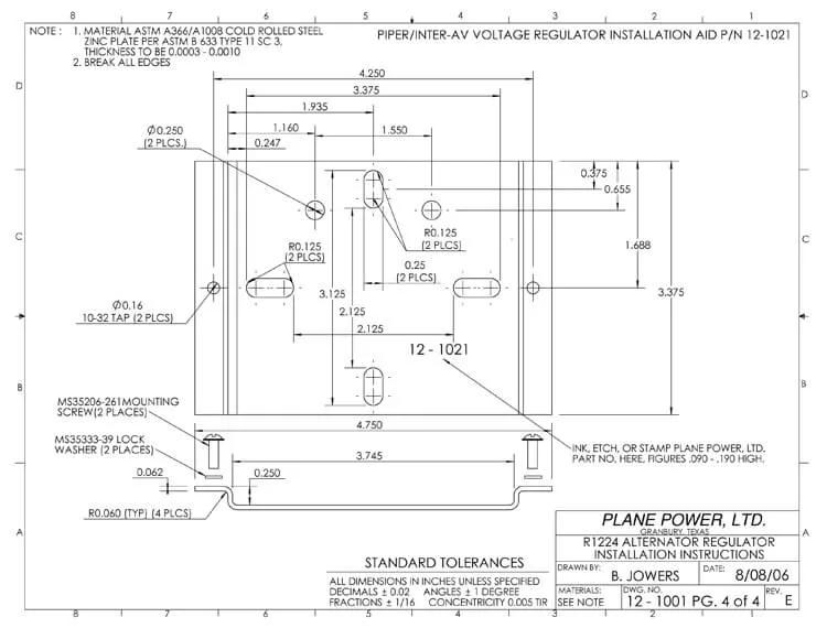 PlanePower – Plate Adapter – New – 12-1021S