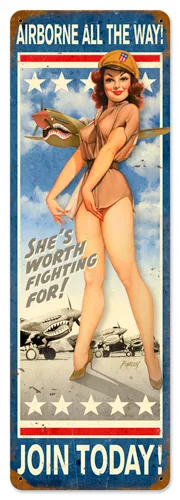 Airborne All The Way Metal Sign 8X24