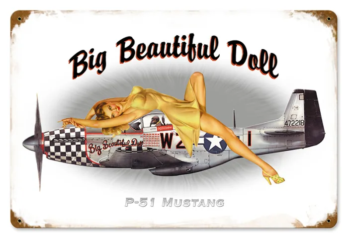 13-08469 → Somma Aero P-51 Pin Up Metal Sign 12X8