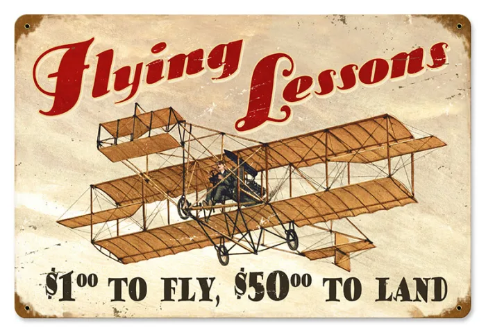 13-08514 → Somma Aero Flying Lessons Metal Sign 18X12