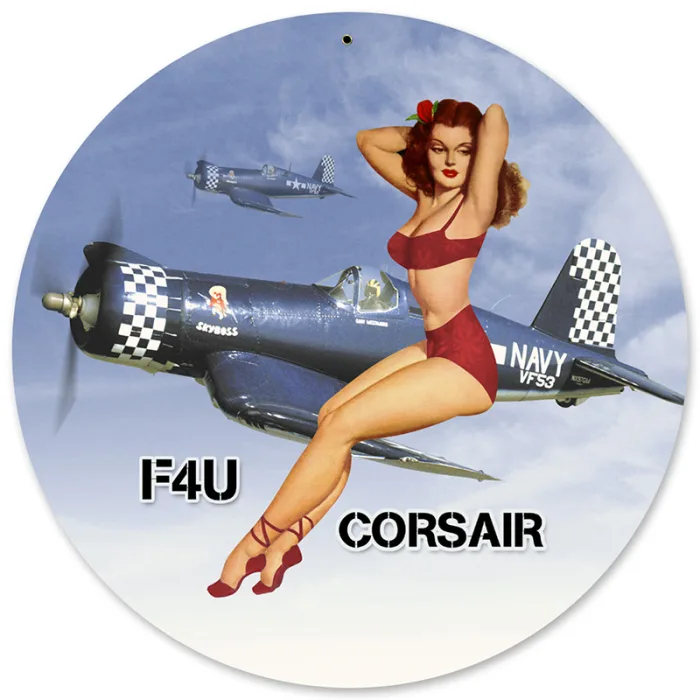 13-08544 → Somma Aero Corsair Pinup Metal Sign 14 Rnd