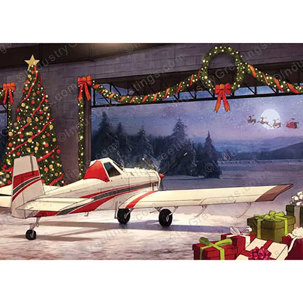 Holiday Card White Plane Hangar (10Pk)