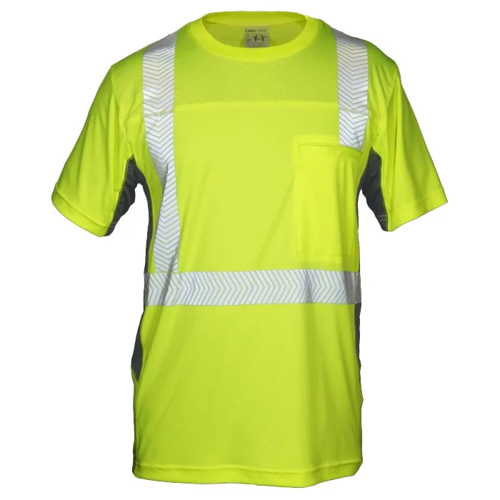 Kishigo Premium Black Mens Cool Touch Short Sleeve T-Shirt XL Lime/Black Class 2