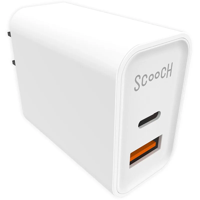 Scooch – 20W Charger Block – Dual USB A and C – White 2 Pack