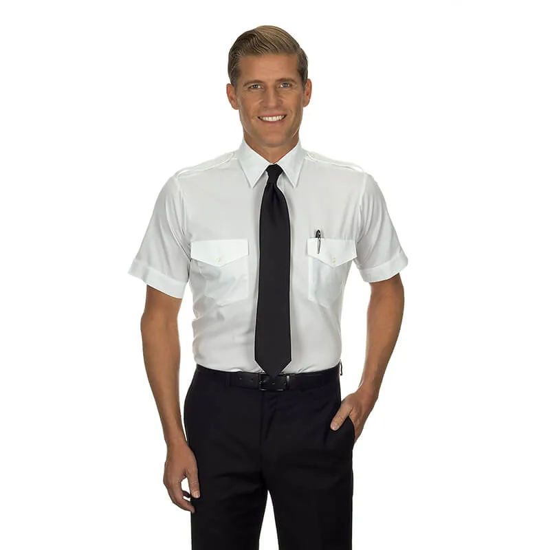 Aviator Pilot Shirt Men Short Sleeve 18.5 Tall White