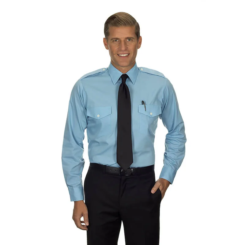 Aviator Pilot Shirt Men Blue Long Sleeve 16.5 30/31