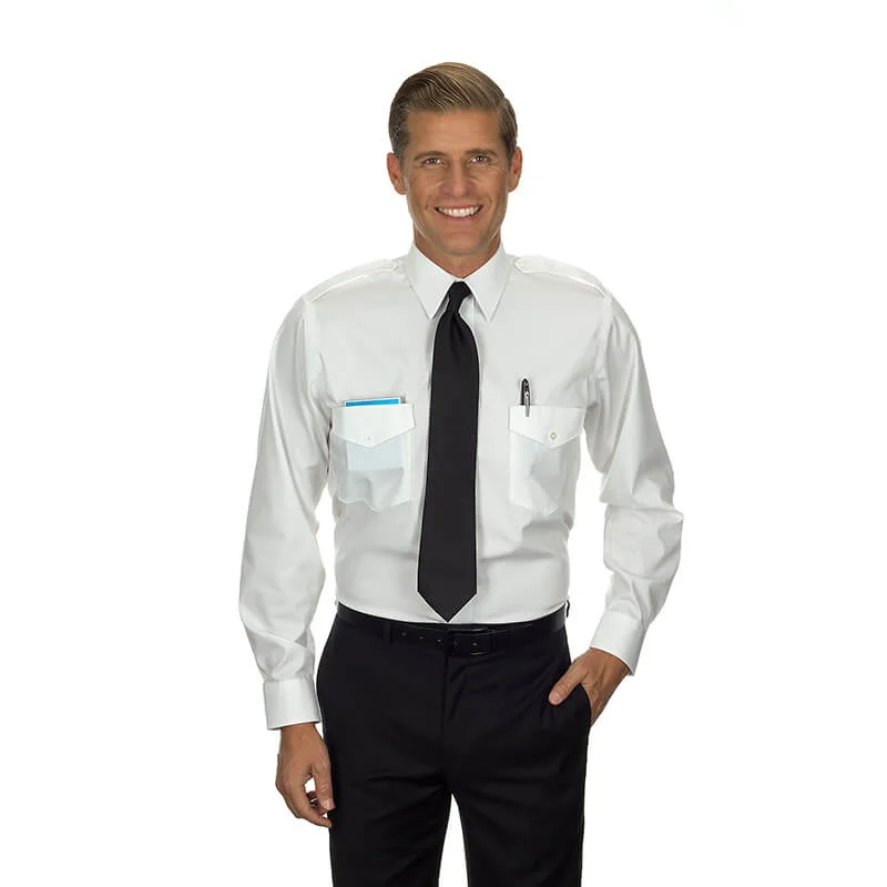 Commander Pilot Shirt White Men Long Sleeve 14 32/33