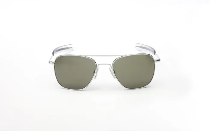 Randolph Aviator Sunglasses – 52MM Matte Chrome Bayonet Temple Grey Ar Lens